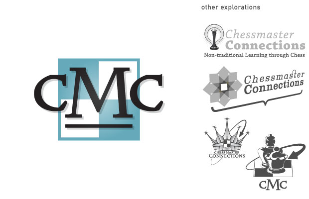 logo {{ The logo was allot of fun, we went in a few directions representing chess concepts and the connectivity that CMC advocates.